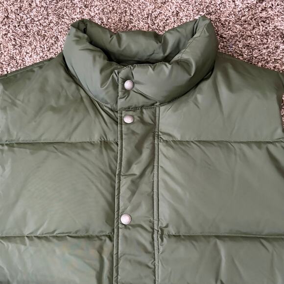 Lands' End Men's Down Puffer Vest XL Olive Green Outdoors Fall Winter Snap Up - Picture 3 of 9